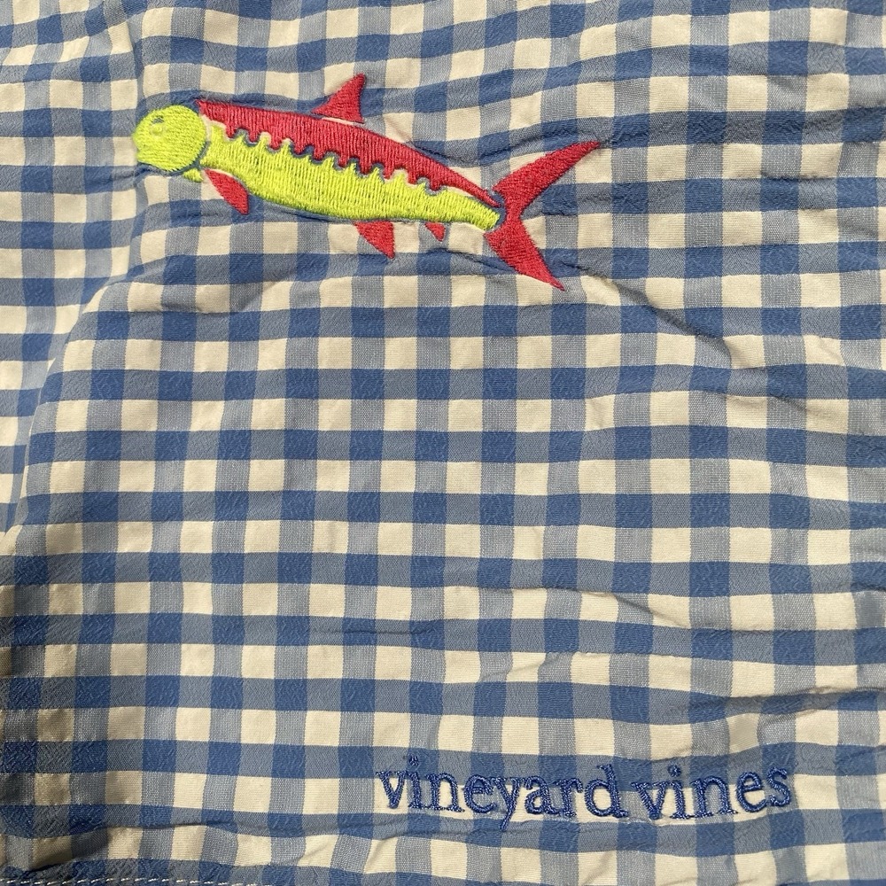 Vineyard Vines Gingham Check Bonefish Embroidered Mesh Lined Swim Trunks Mens XL - Picture 2 of 11